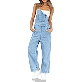 Cicy Bell Womens Bib Denim Overalls Loose Fit Wide Leg Revolt Jeans Jumpsuits Summer Work Outfits with Pockets