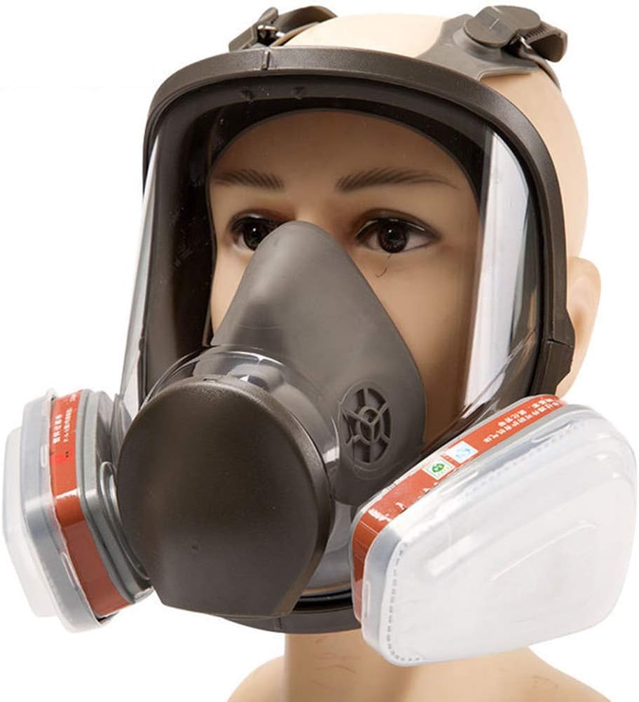 SXFuture Full Face Mask Respirator, Activated Carbon Respirator Masks, Double Air Filter Cartridges, Dust Chemical Mask for Painting, Dust, Particulate And Other Work Protection