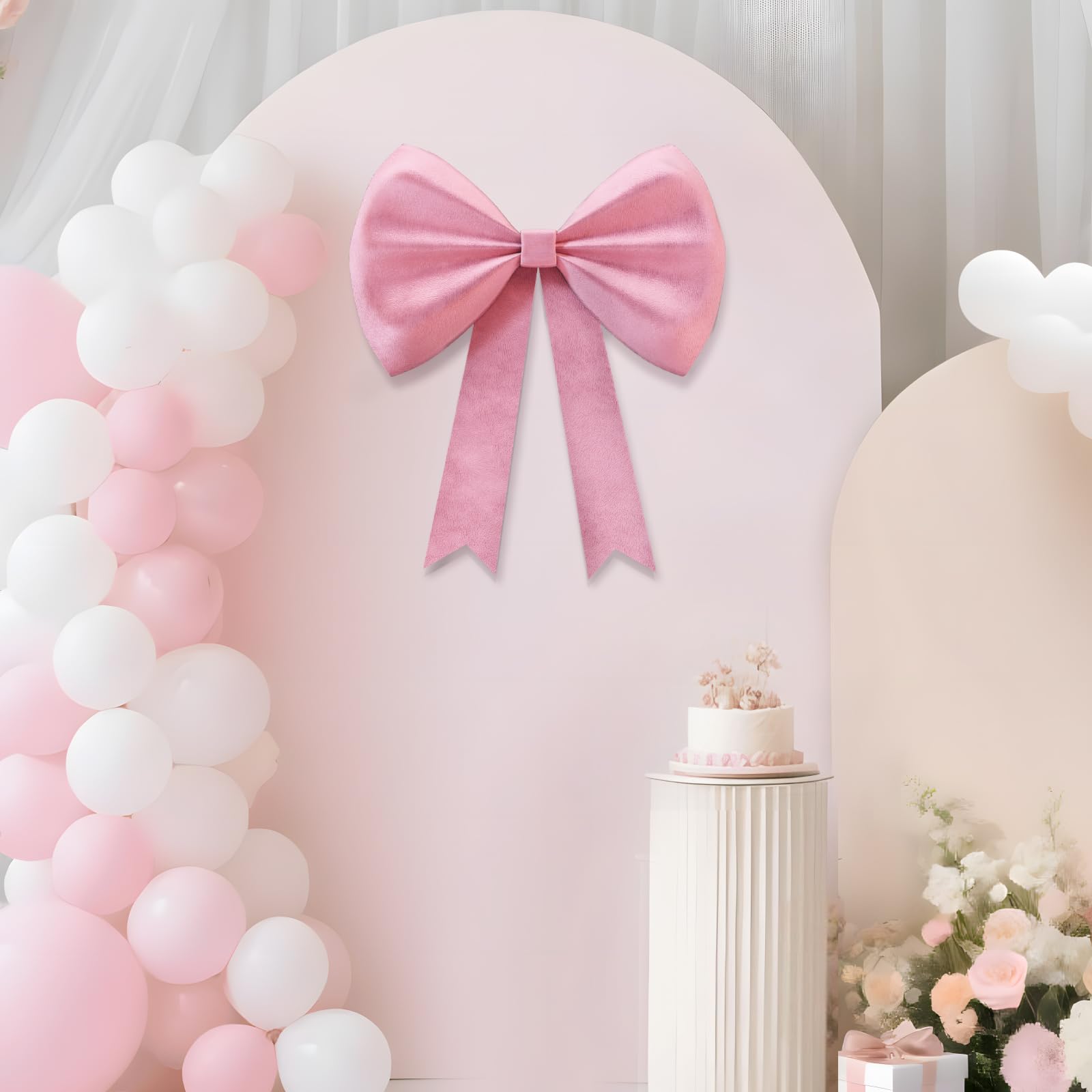 Pink Bow Coquette Birthday Decorations: Big Bows Party Themed Backdrop ...