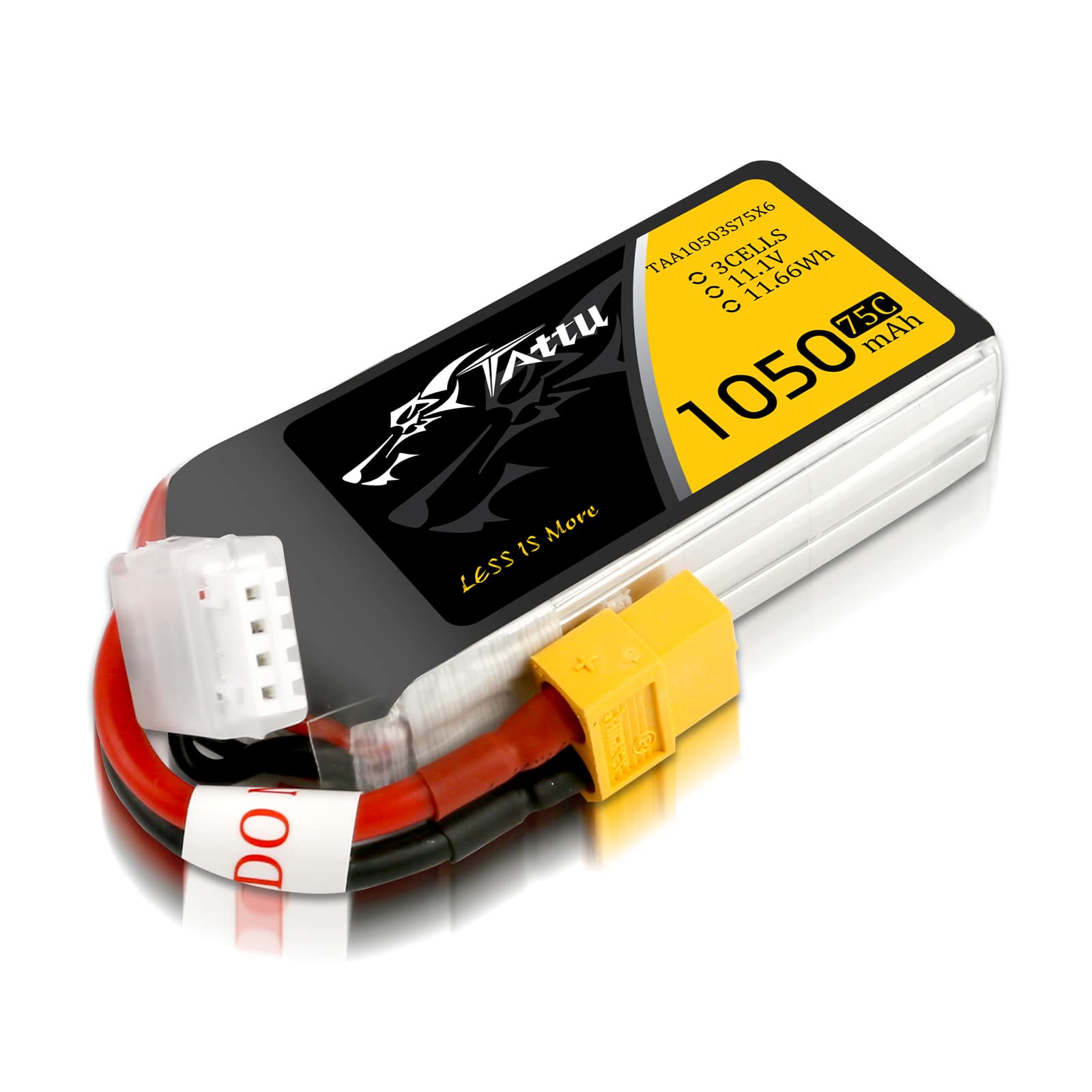 Tattu 3S 11.1V LiPo Battery Pack 1050mAh 75C with XT60 Plug for RC Boat Heli Airplane UAV Drone FPV
