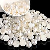 Euddty 12mm Flatback Pearls for Crafting Nail Art Half Round Pearls Bulk for Jewelry Scrapbooking Artwork Making Craft DIY Accessory(Ivory,12mm)