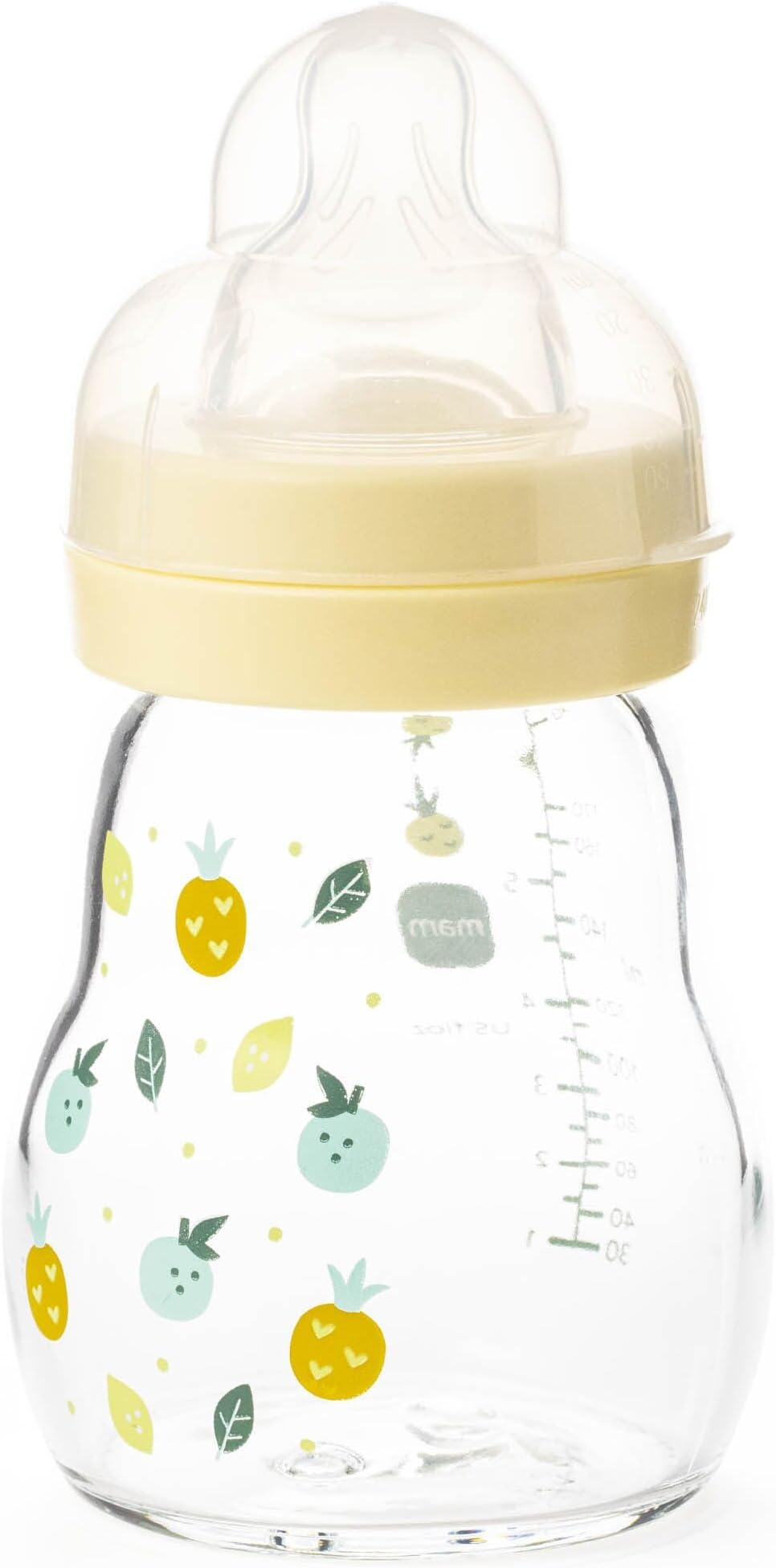 MAM Feel Good Glass Bottle 170ml with Slow Flow Teat 1 Yellow