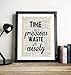 Time Is Precious Waste It Wisely Typography Vintage Dictionary Art Print, Antique Wall Art Home Decor, Modern Boho Poster, Farmhouse Decoration Living Room Bedroom Office 8x10 Inches, Ready To Frame