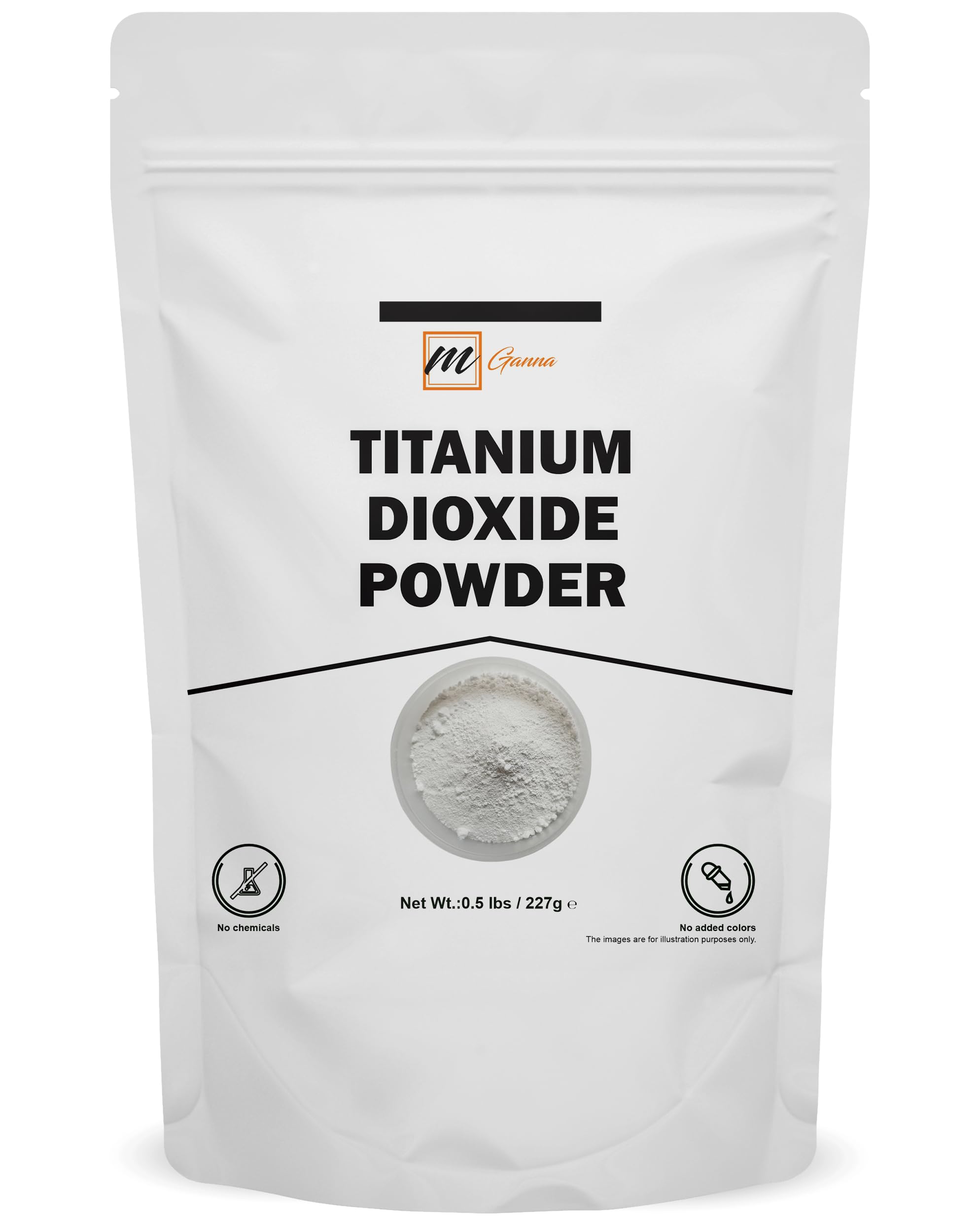 mGanna 100% Natural Non-nano & Uncoated Titanium Dioxide Powder 0.5 LBS / 227 GMS for Skin Care and Cosmetic Formulation