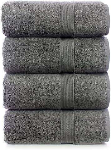 Luxury Turkish Thick Bath Towel Set, Long-Staple, Extra Softness, 800 GSM, 27x54 inches (Gray)