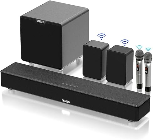 Amazon 35インチサウンドバー テレビのための強力なサブウーファーとワイヤレスマイクカラオケマイク ホーム シアターサラウンドサウンド スピーカーシステム ブルートゥース Bfshy ポータブルスピーカー
