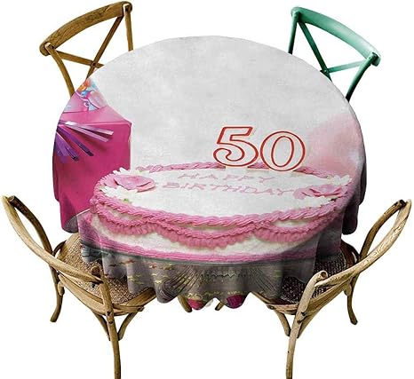 Amazon 50歳の誕生日 ラウンドテーブルクロス 色付き花柄デザイン 楽しい漫画のようなディスプレイと誕生日メッセージ付き お手入れ簡単 マルチカラー D39 テーブルクロス オンライン通販