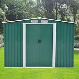 NC 8x6ft Green Metal Garden Shed Apex Roof Tool Storage House with Door on 8ft view 2
