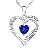 AM ANNIS MUNN 925 Sterling Silver Heart Necklace for Women Birthstone Necklace Silver Jewelry for Womens Jewelry Gifts for Women Her Mom