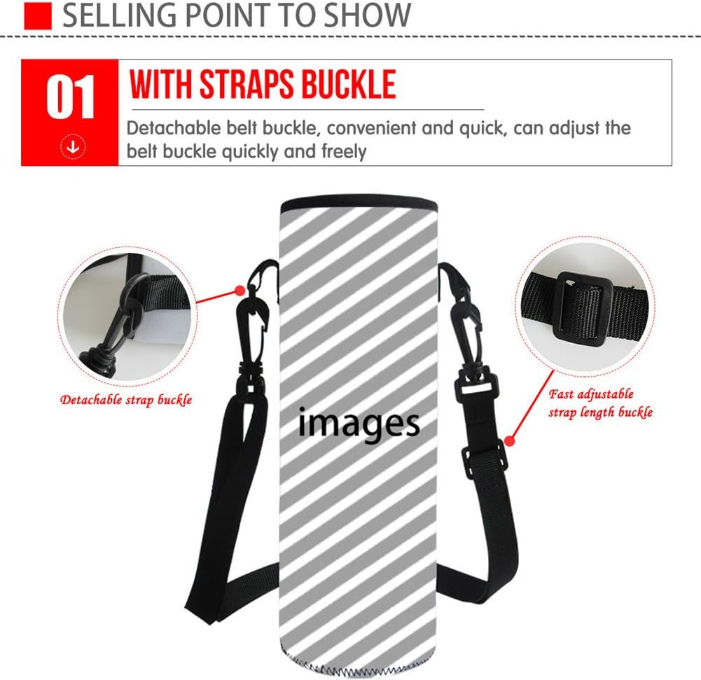 HUGS IDEA Shoulder Strap Water Bottle Carrier Flower Print Neoprene Insulated Bottle Bag Pouch, Flower2 - Image 5