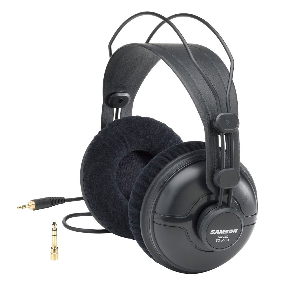 Samson SR950 Closed-Back Over-Ear Studio Headphones for Mixing and Editing, black