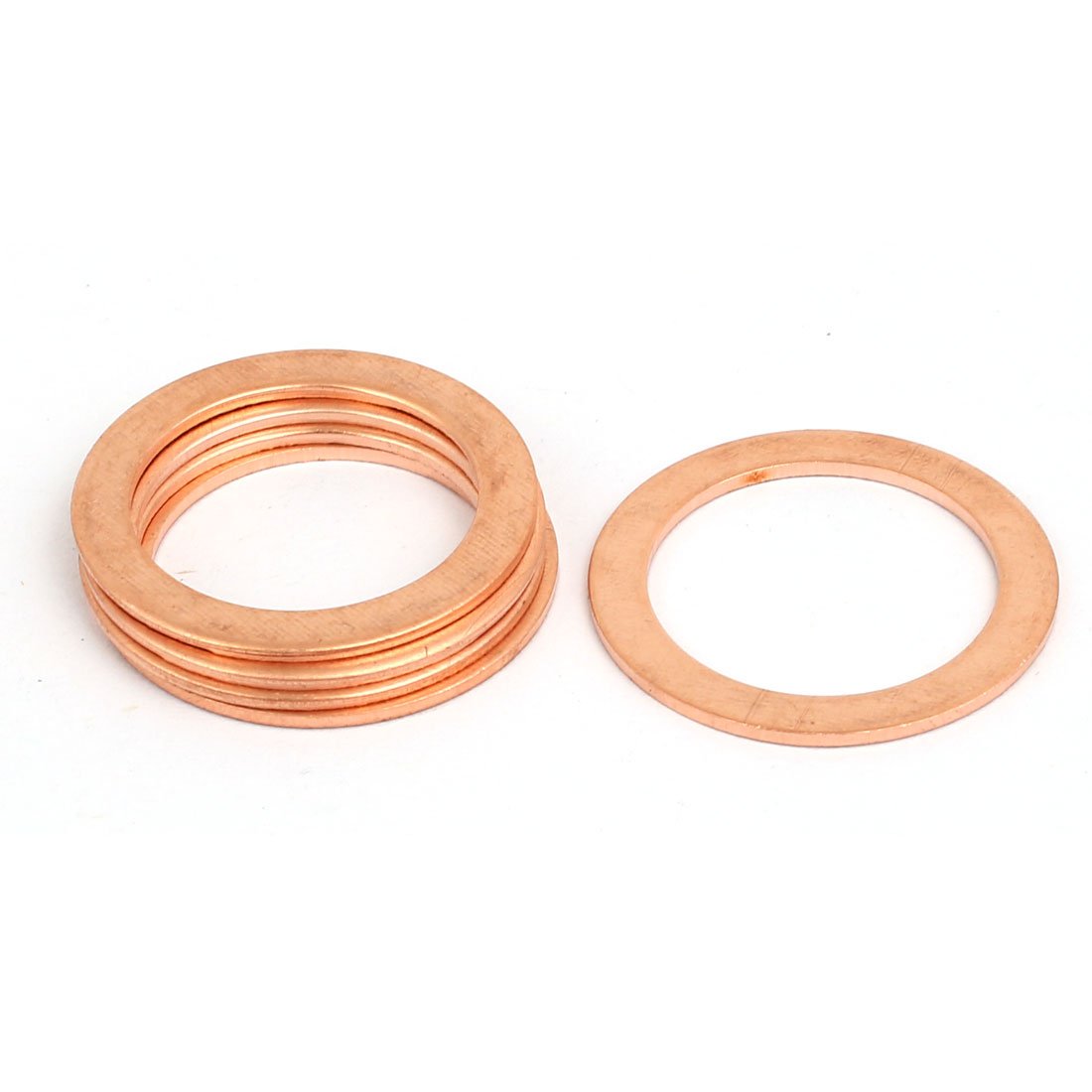 Sourcingmap 5pcs 20mmx27mmx1mm Copper Flat Ring Sealing Crush Washer Gasket