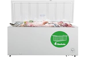SMETA Chest Freezer, 18 Cubic Feet, Deep Freezer, Top Door, 4 Removable Baskets, Large Capacity, Freestanding for Home, Garage, Kitchen, Meat