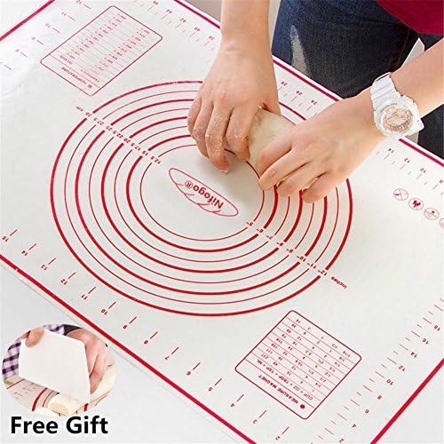 Ezeagbor Silicone Pastry Mat with Measurements Non-Slip Silicone Perfect for Rolling Dough 24’’ x 16’’ (Red)