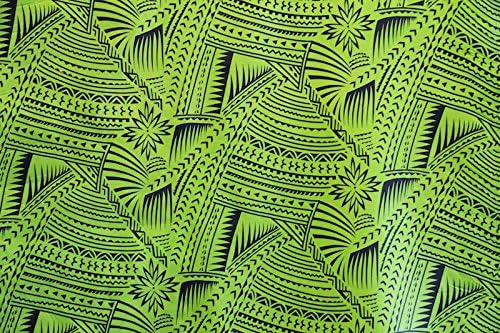 Polynesian Tattoo Design Fabric 45'' inch Sold by The Yard Green
