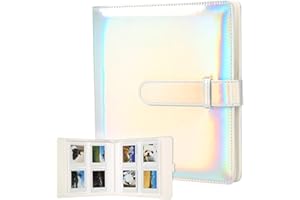 VEICEVOL 256 Pockets Photo Album for Fujifilm Instax Mini Camera, Photo Album for Polaroid, Leather Cover,for Instax Mini 12 11 9 40 90 8 7 Evo LiPlay Instant Camera, 2x3 Photo Album, Magic Silver