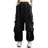 Verdusa Women's Plus Size Cargo Pants Drawstring High Waist Flap Pocket Loose Trousers