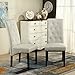 LSSBOUGHT Button-tufted Classic Accent Dining Chairs with Solid Wood Legs, Set of 2 (Beige)