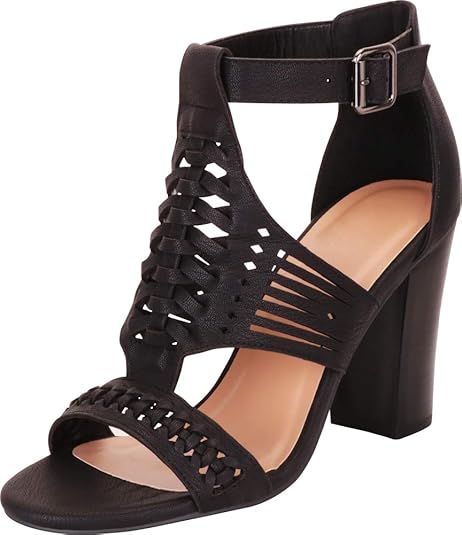 caged shoes mid heel
