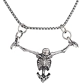 Joddfly Gothic skull charm Half Body Alloy Pendant Jewelry Men's Necklace 24 inch Gift Box Set