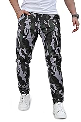 GINGTTO Mens Camo Pants Slim Fit Stretch, Pu Faux
