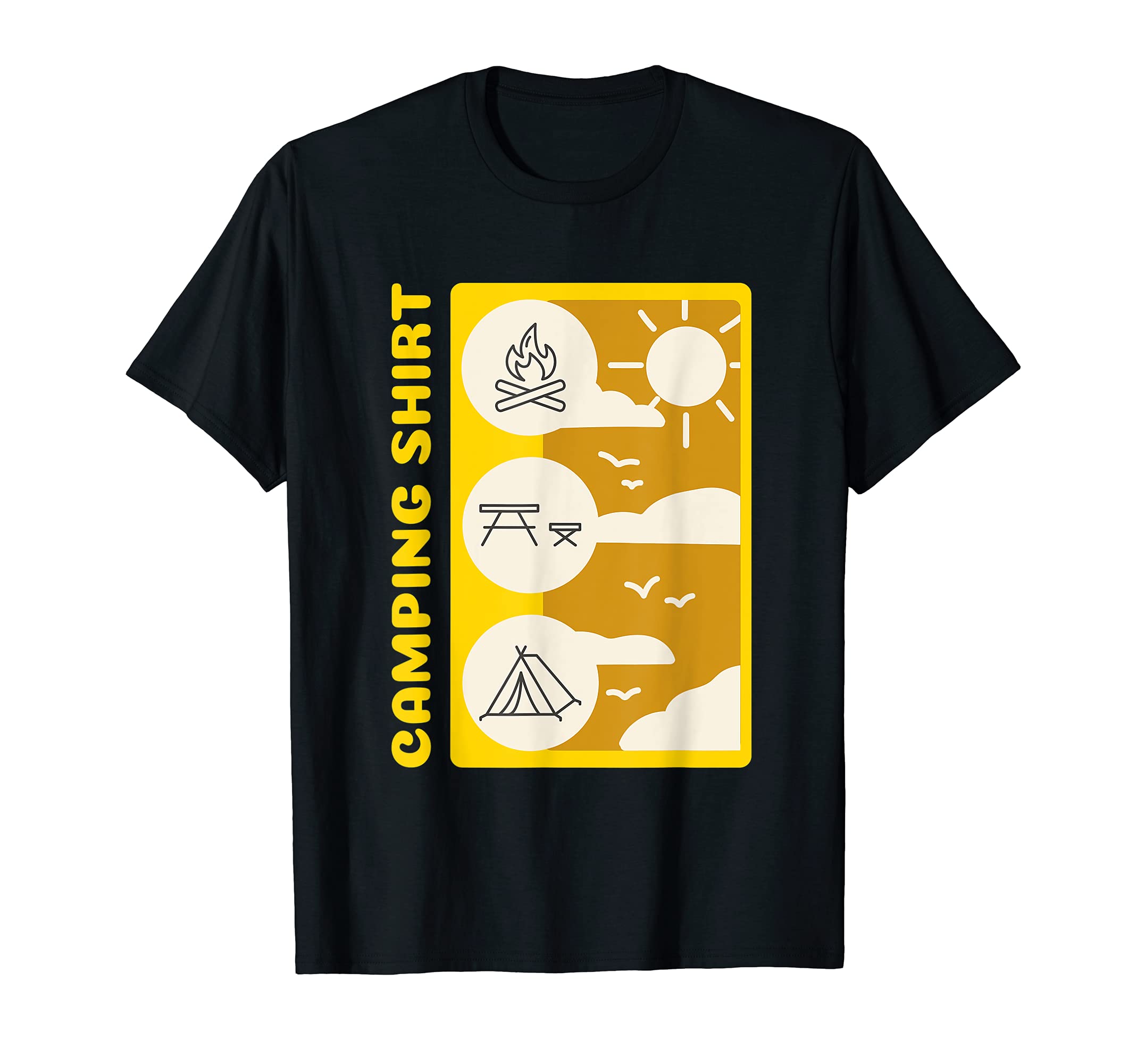 Roughing It | Fire Picnic Table Tent Camping T-Shirt