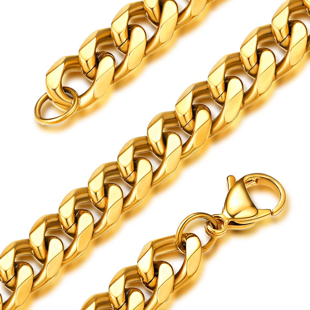 GOLDCHIC JEWELRY 9mm Curb Link for Men Women, Gold Necklace Chain Hip Hop Jewellery