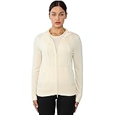 JENNIE LIU Women's 100% Pure Cashmere Long Sleeve Zip Hoodie Cardigan Sweater