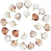 PH PandaHall 50pcs Natural Shell Charms Scallop Shell Pendants with Loop Cowrie Shells Charm Beach Seashell Charm Sea Shells Pendants for Summer Jewelry Making DIY Necklace Earrings Bracelet 29-36mm