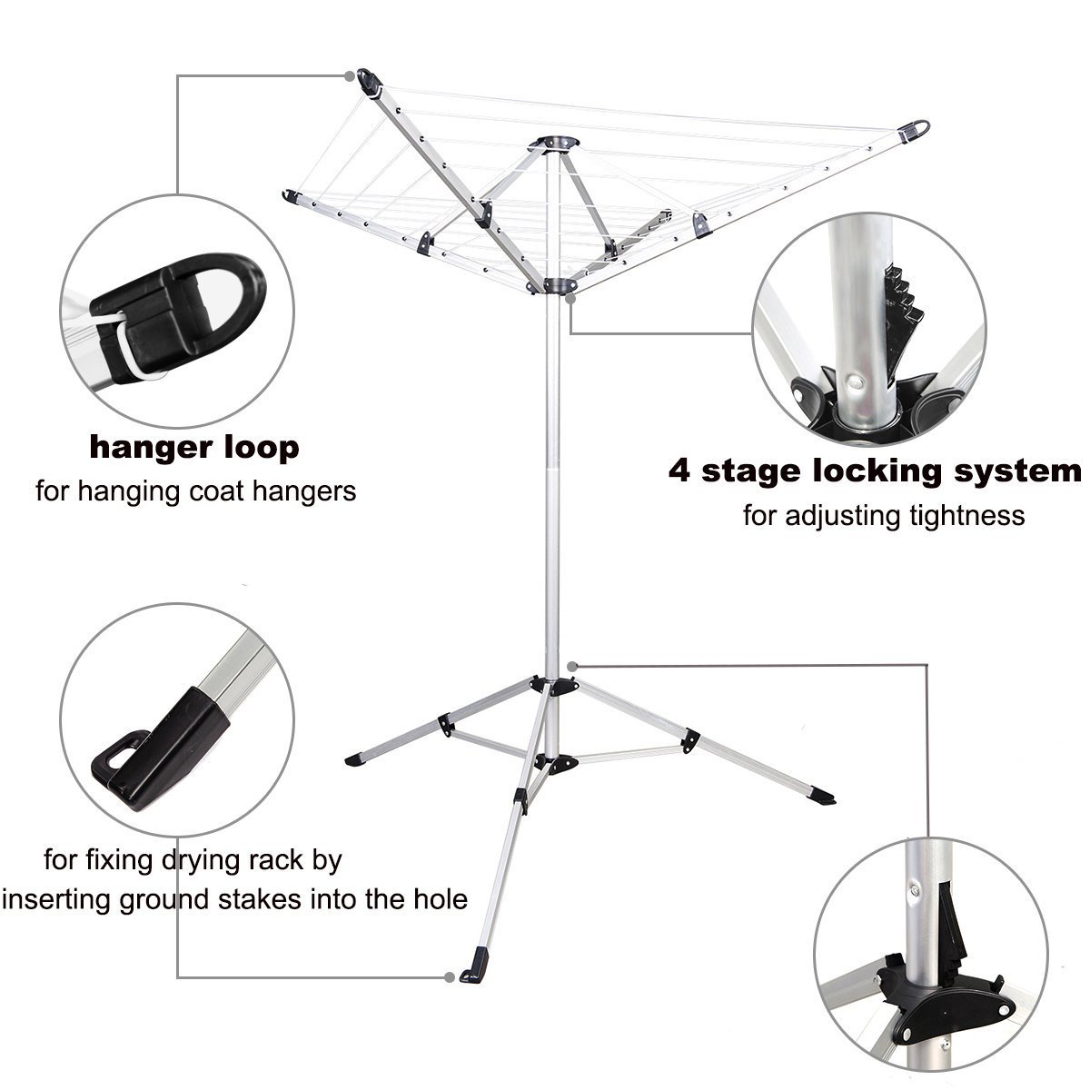 Drynatural Foldable Umbrella Drying Rack Clothes Dryer for Laundry 4