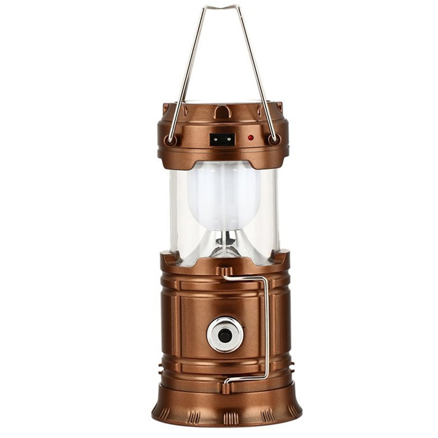 GAXmi Solar Camping Lantern Rechargeable Emergency Light Portable Collapsible LED Flashlight (Bronze)