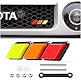 1Set Tri-Color Grille Insert Trims,HUAPX Acrylic Tri-Color Grille Badge Emblems Compatible with Toyota Tacoma 4Runner Tundra Sequoia Rav4 Highlander GV Car Decoration Accessories (Yellow-Orange-Red)