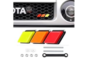 1Set Tri-Color Grille Insert Trims,HUAPX Acrylic Tri-Color Grille Badge Emblems Compatible with Toyota Tacoma 4Runner Tundra Sequoia Rav4 Highlander GV Car Decoration Accessories (Yellow-Orange-Red)