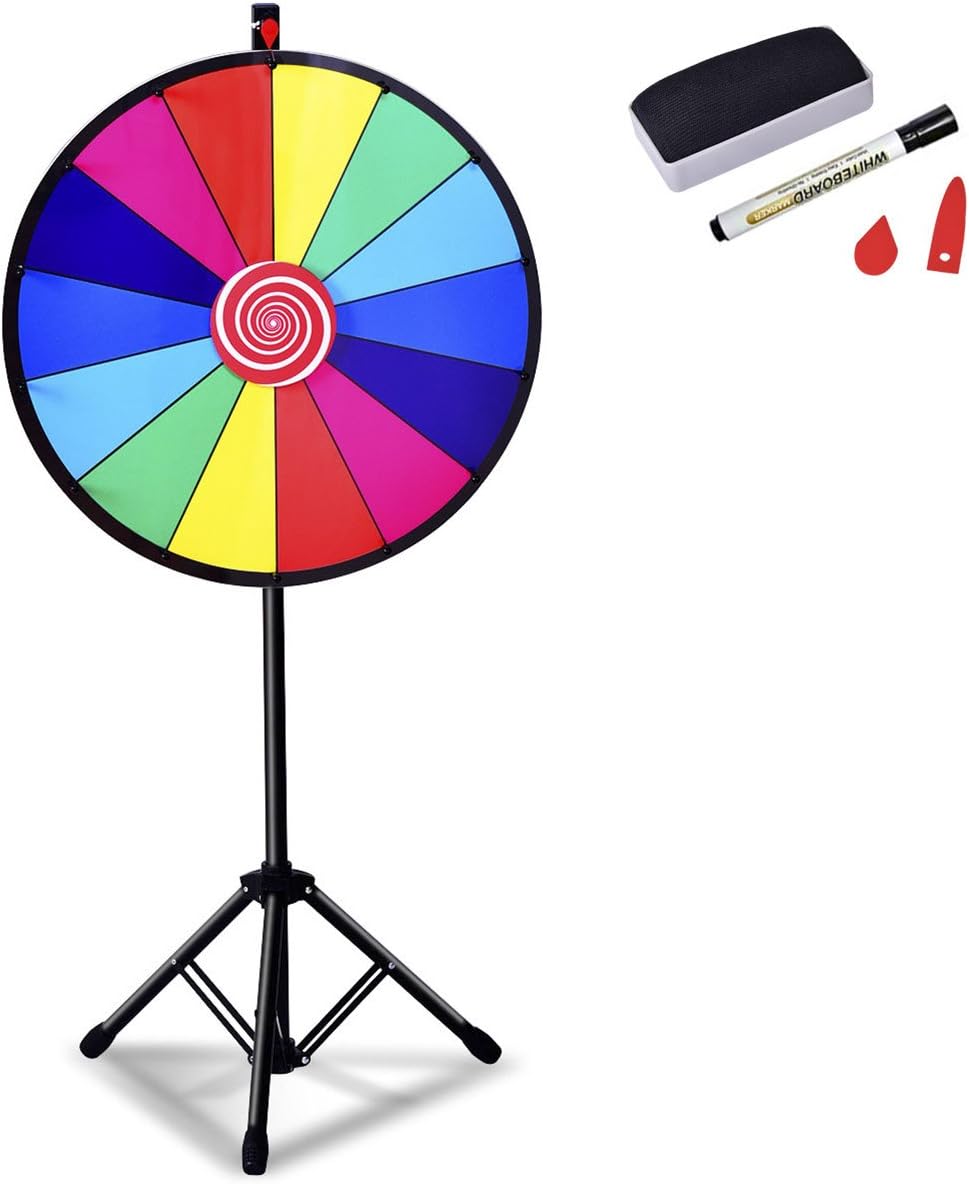 custom spinning wheel on Amazon Com Giantex 24 Spinning Prize Wheel With Adjustable Tripod Floor Stand Editable Dry Erase Color 14 Slots Tradeshow Carnival Fortune Spinning Game Sports Outdoors