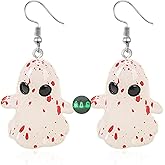 QLUYCKW Halloween Ghost Earrings for Women Pumpkin Corn Skull Tiny Glow In The Dark Spooky Charm Pendant Earrings Goth Scary Party Halloween Theme Jewelry