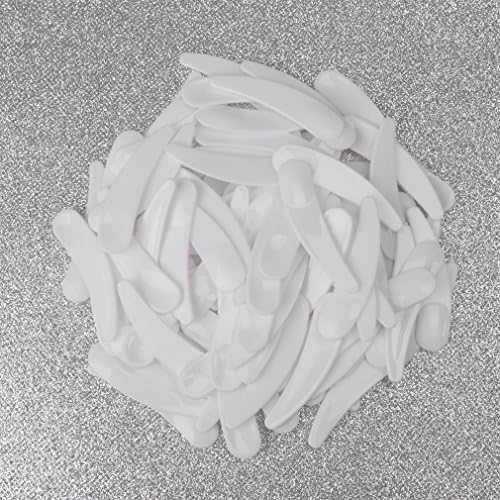 Cavetee 200 PCS Cosmetic Make Up Disposable Plastic Spoon Spatula, Facial Cream Mask Spatula White Plastic Spoon