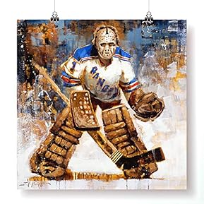 Ed Giacomin New York Rangers Poster Print Unframed - Hockey Wall Art Decor Goalie NY Rangers Gift