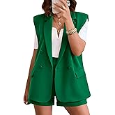 KIRUNDO Womens 2 Piece Sets Summer 2026 Dressy Sleeveless Blazer and High Waist Shorts Set Suit Business Casual Outfits