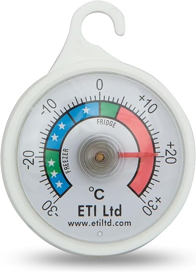 ETI Fridge Freezer Thermometer 52 mm Dial Colour Coded Zones