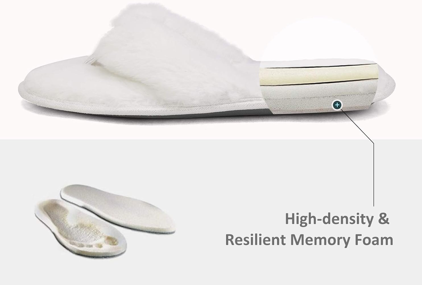 white fur flip flops