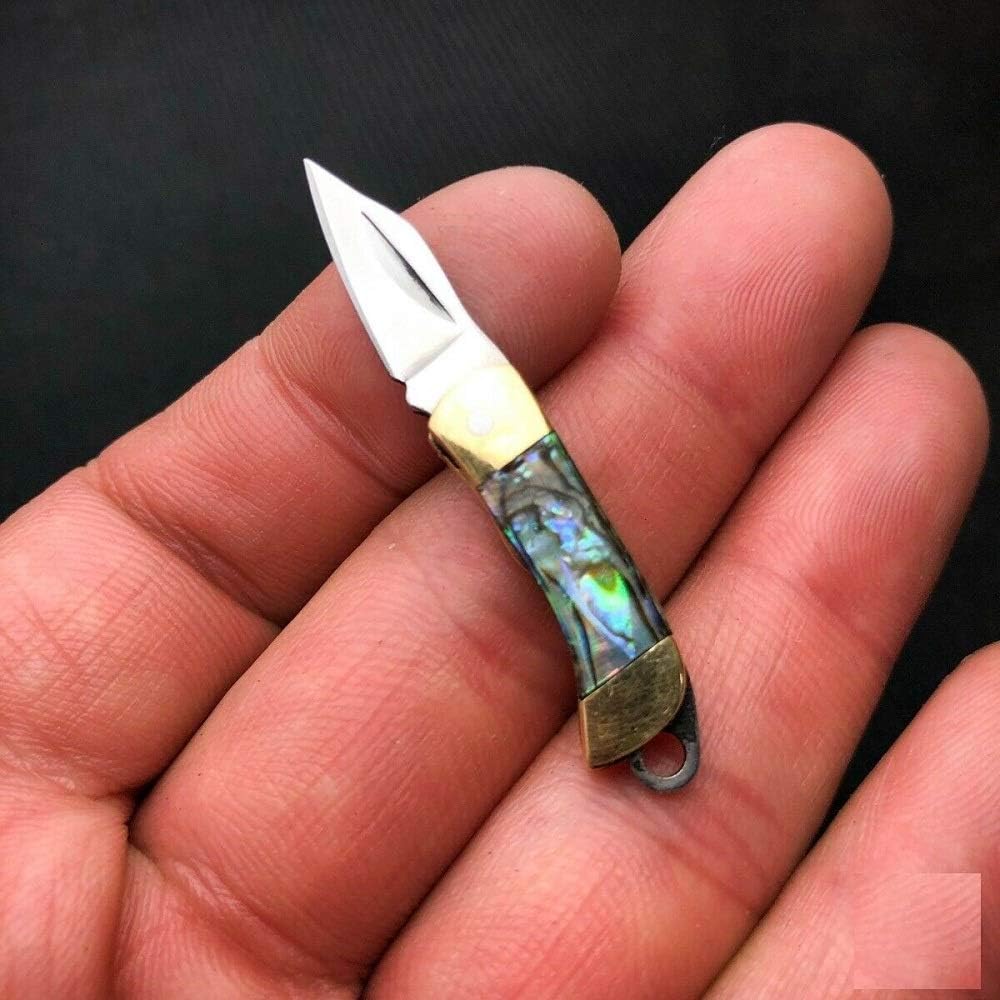 WORLD'S SMALLEST WORKING Folding Mini Real Blade POCKET KNIFE w Key Chain (Mother Pearl)