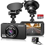 ORSKEY Dash Cam for Cars Front and Rear with SD Card 1080P Full HD in Car Camera Dual Lens Dashcam Wide Angle Sony Sensor wit