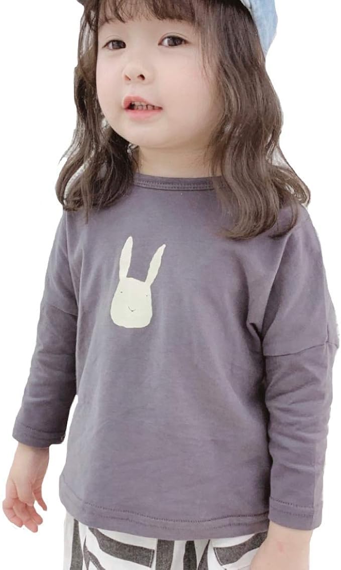 Amazon Co Jp Hama Zone 長袖 Tシャツ ベビー うさぎ 女の子 男の子 ロンt 子供 子供服 シンプル グレー アイボリー Hz 4 服 ファッション小物