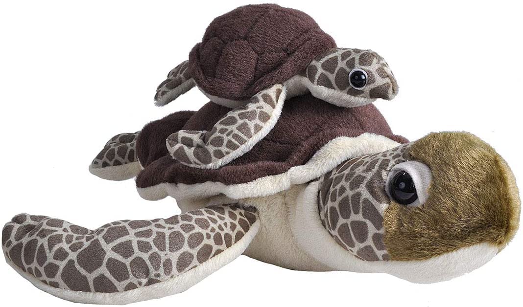 Wild Republic Mom and Baby Sea Turtle, Stuffed Animal, 12 Inches, Gift for Kids, Plush Toy, Fill is Spun Recycled Water Bottles