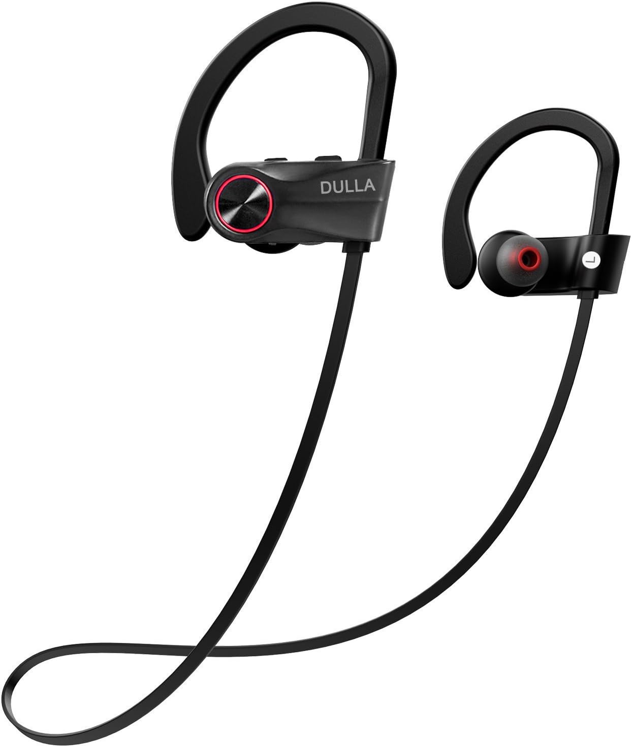 DULLA Bluetooth Headphones, Wireless Sports Earphones, HD Stereo Sound, Lightweight In-Ear Sweatproof IPX5 Waterproof Earbuds, 7 Hours Battery, cVc 6.0 Noise Cancelling Mic (black)