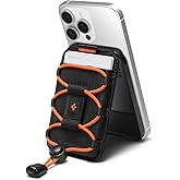 Spigen for MagSafe Wallet, Holds 3 Cards, Tiefit (MagFit) Compatible with iPhone 17/16/15/14/13/12, Pixel 10 Series, MagSafe-Cases, Pixelsnap & More Magnetic Card Holder Bungee Cord Acc Holder - Black