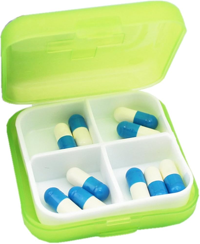 Celucke Mini 4 Slots Portable Medical Pill Box Drug Medicine Case