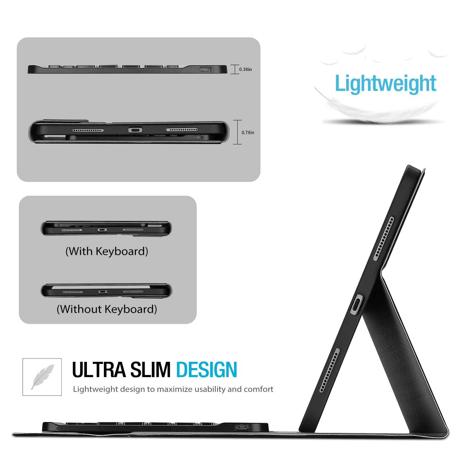 ProCase for iPad 11th (A16) 11-inch 2025 / 10th Generation Case with Keyboard 10.9 inch 2022, PU Leather Case with Magnetically Detachable Wireless Keyboard -Black