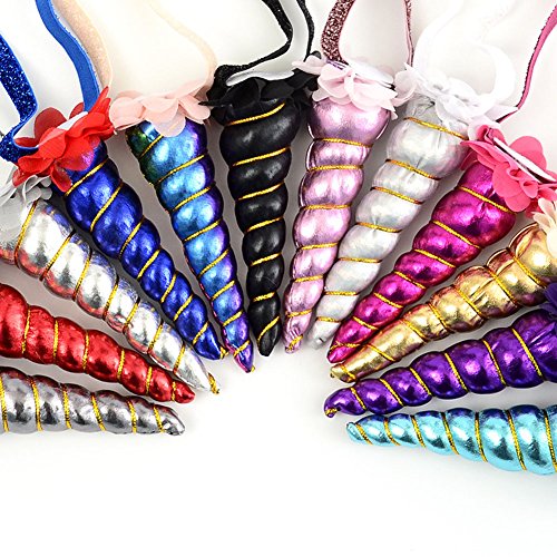 Aiernuo Shiny Unicorn Horn Glitter Elastic Headband Spiral Unicorn Horn Cosplay Decor - Image 4