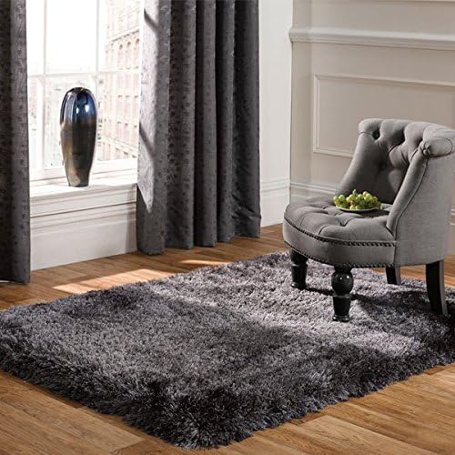 Flair Rugs Pearl Shaggy Hand Made Rug, Dark Grey, 120 x 170 Cm Amazon